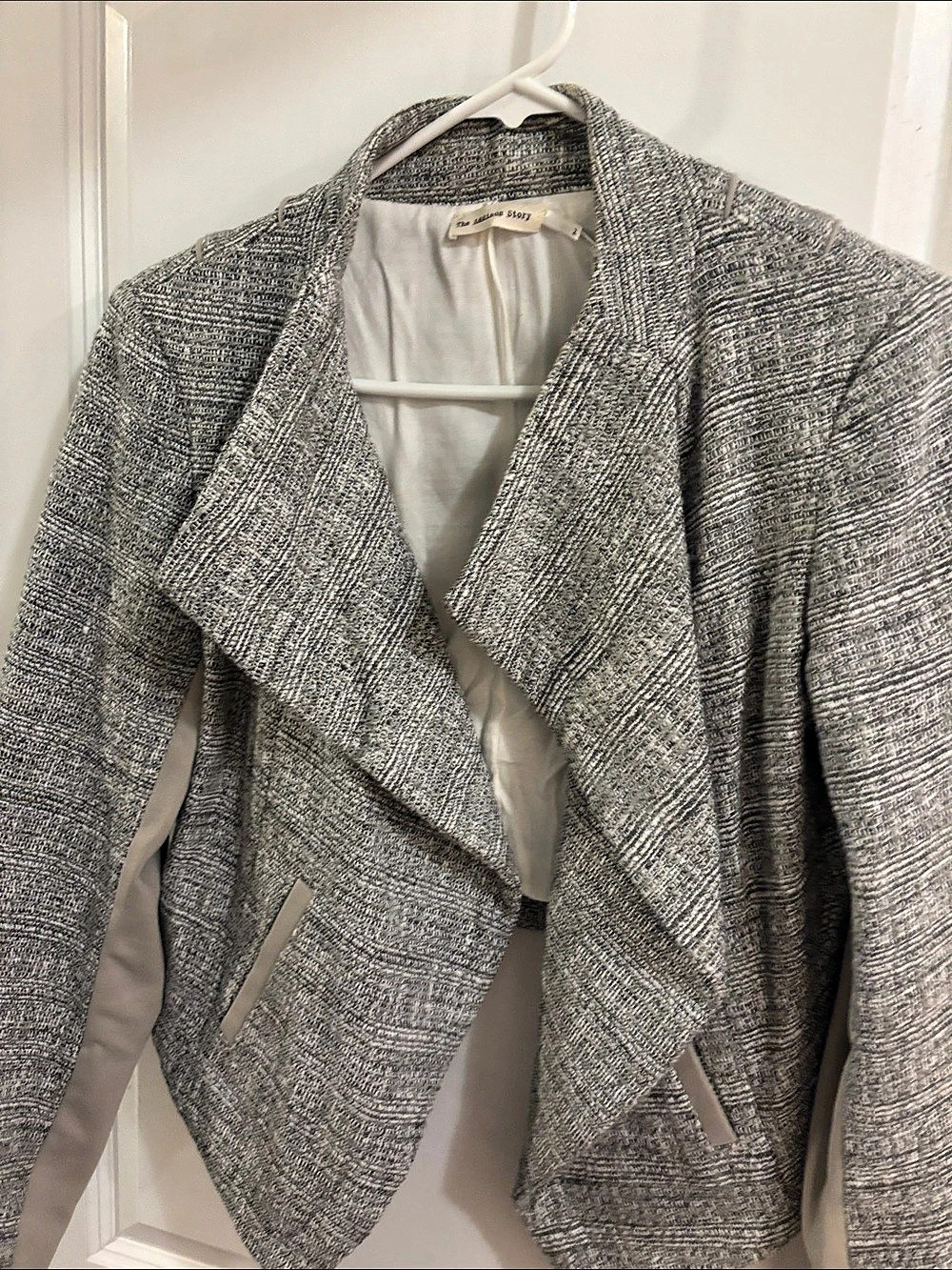 The Addison Story Gray & White Draped Blazer Size 1 Like New